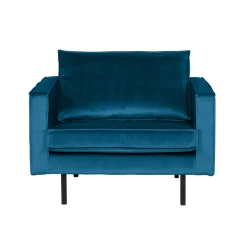 Wohnen Sessel<Blauer Samt-Sessel Cumagon im Retrostil