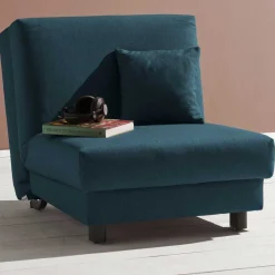 Wohnen Sofas<Blauer Schlafsessel mit Flachgewebe Stoffbezug - Tirenaso