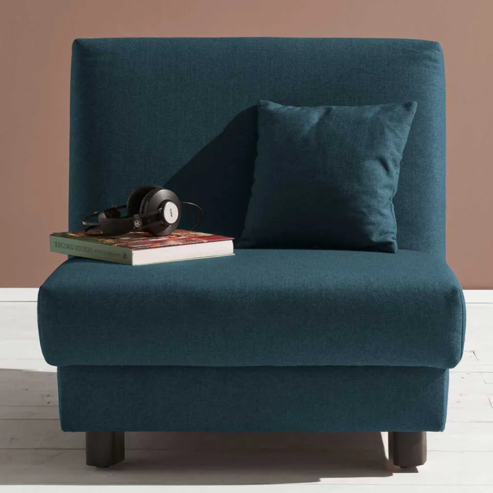 Wohnen Sofas<Blauer Schlafsessel mit Flachgewebe Stoffbezug - Tirenaso