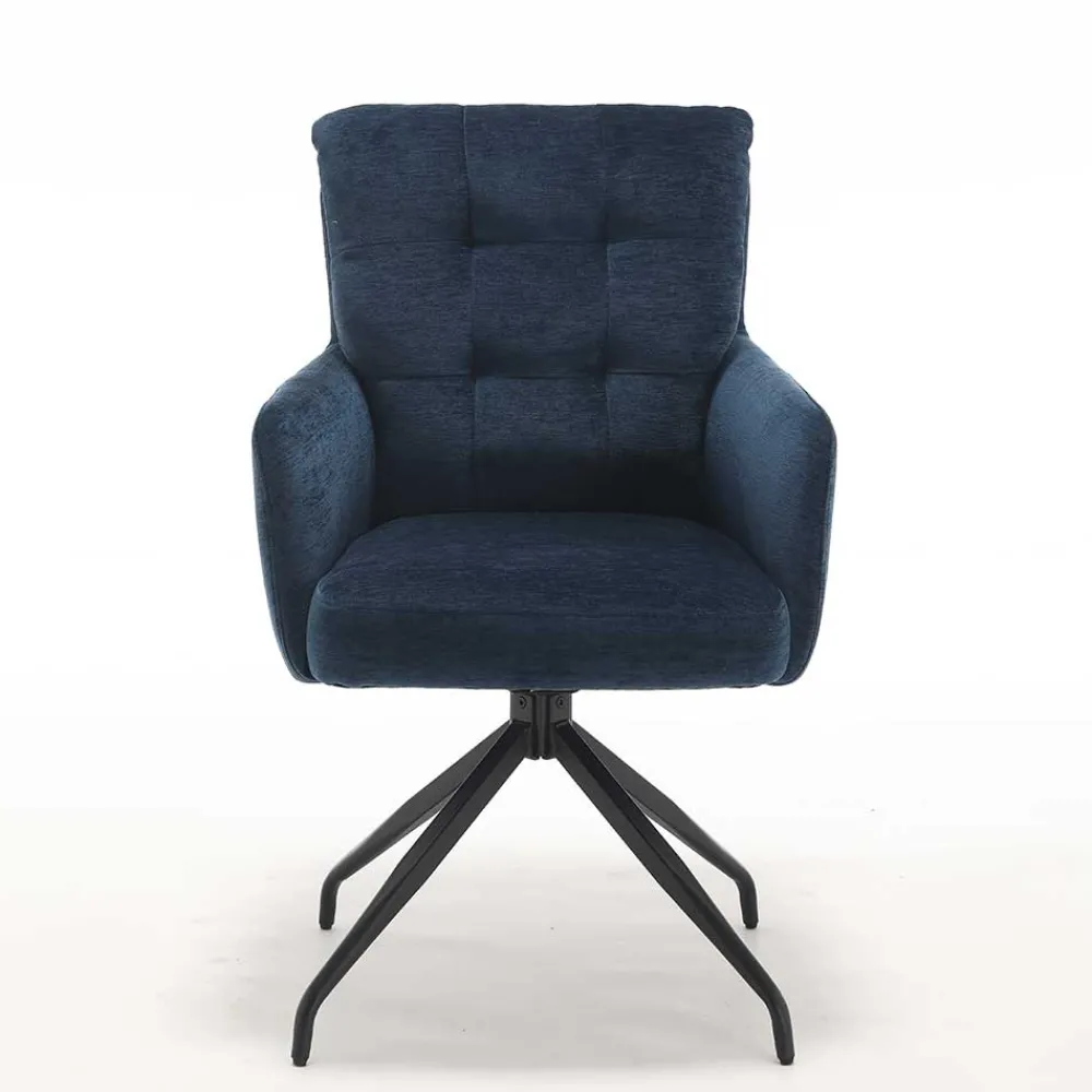 Wohnen Stühle<Blauer Tischsessel mit Chenillebezug - Catrizia (2er Set)
