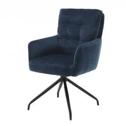 Wohnen Stühle<Blauer Tischsessel mit Chenillebezug - Catrizia (2er Set)