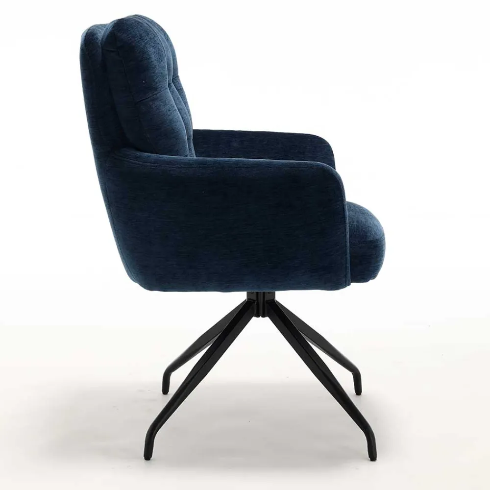 Wohnen Stühle<Blauer Tischsessel mit Chenillebezug - Catrizia (2er Set)