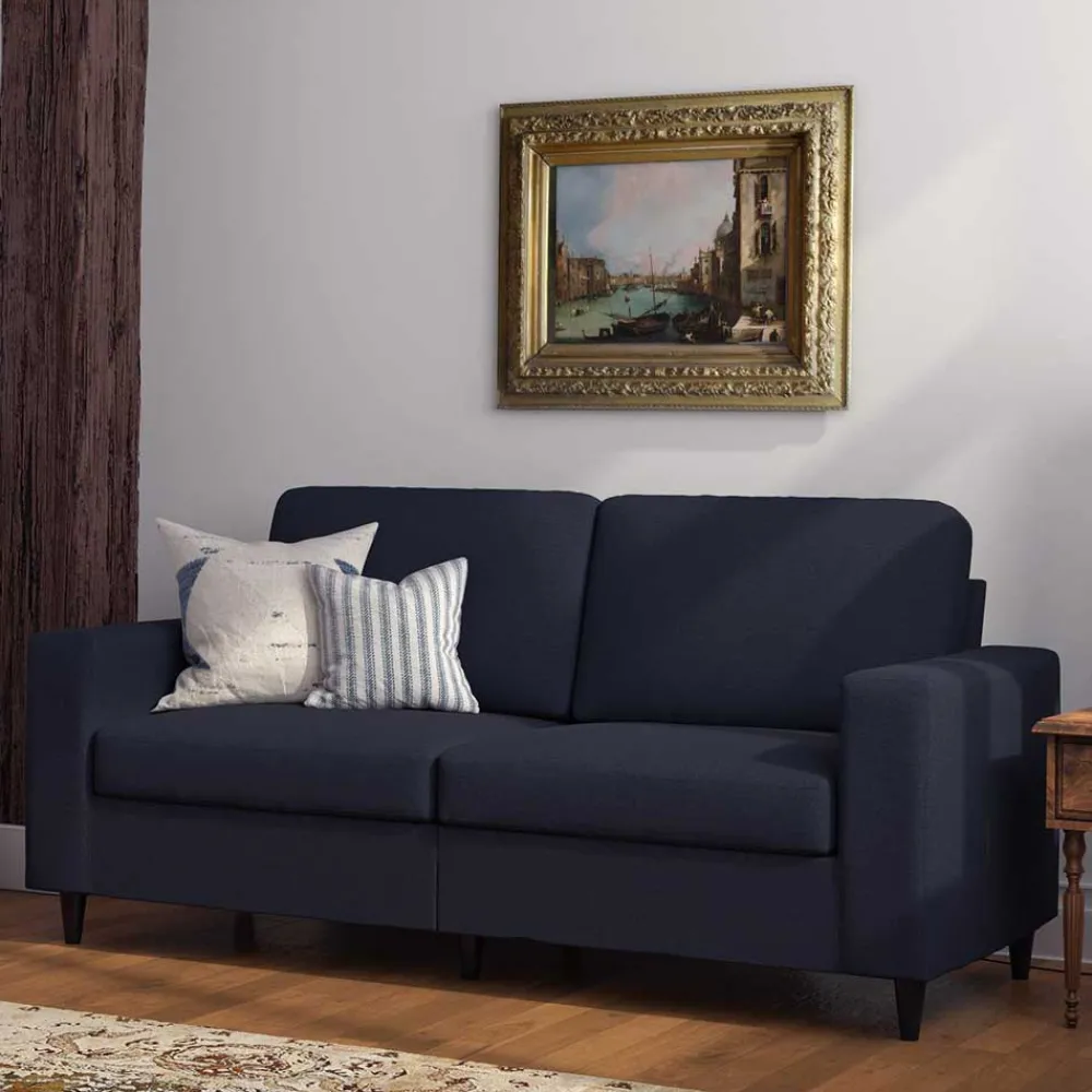 Wohnen Sofas<Blaues Retrosofa 190 cm breit - Camiri