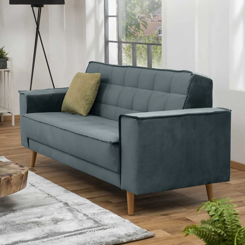 Wohnen Sofas<Blaugraue Couch aus Samtvelours - Lymeca