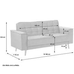 Wohnen Sofas<Blaugraue Couch aus Samtvelours - Lymeca