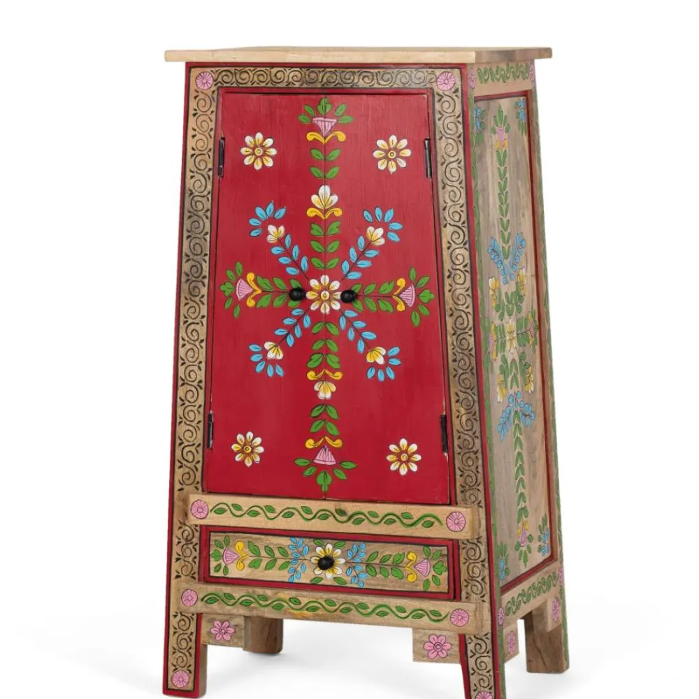 Wohnen Highboards<Boho Kommode mit Blumen Dekor im Folklore Style - Gionala