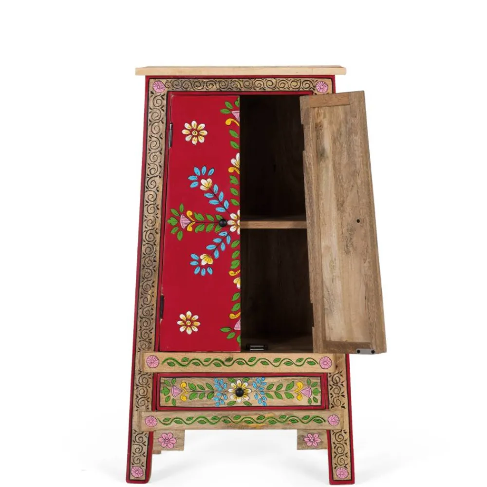 Wohnen Highboards<Boho Kommode mit Blumen Dekor im Folklore Style - Gionala
