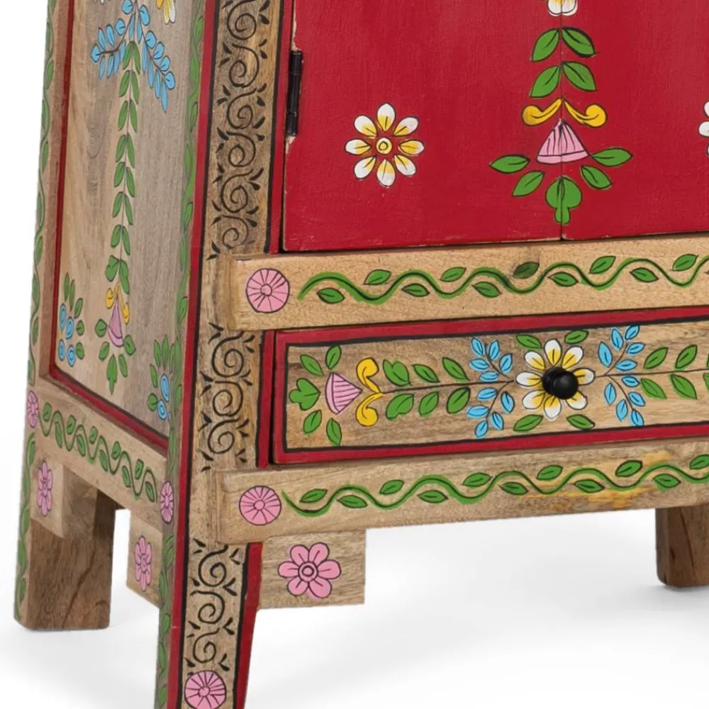 Wohnen Highboards<Boho Kommode mit Blumen Dekor im Folklore Style - Gionala