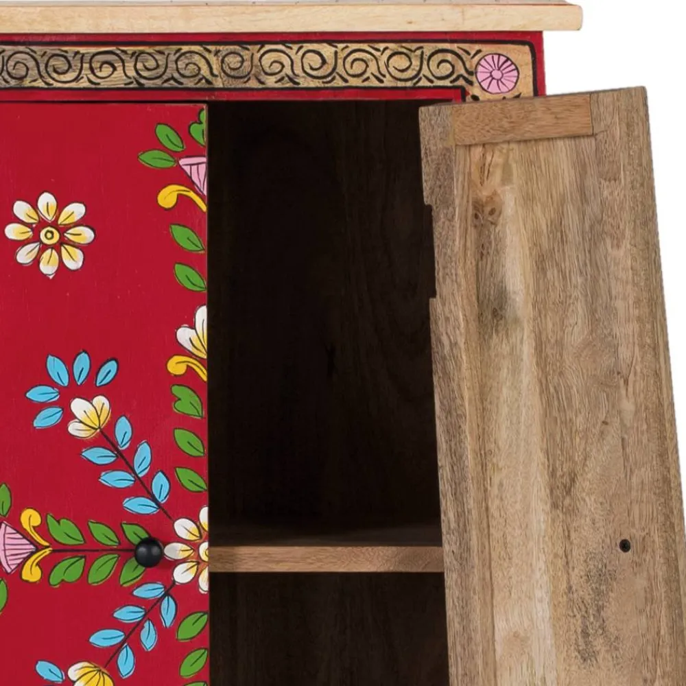 Wohnen Highboards<Boho Kommode mit Blumen Dekor im Folklore Style - Gionala