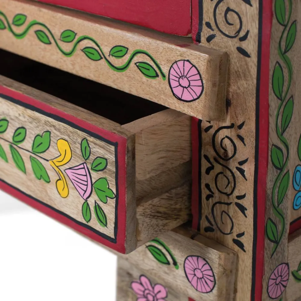 Wohnen Highboards<Boho Kommode mit Blumen Dekor im Folklore Style - Gionala