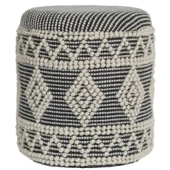 Wohnen Hocker<Boho Polsterhocker aus Wolle Webstoff - Fiodor