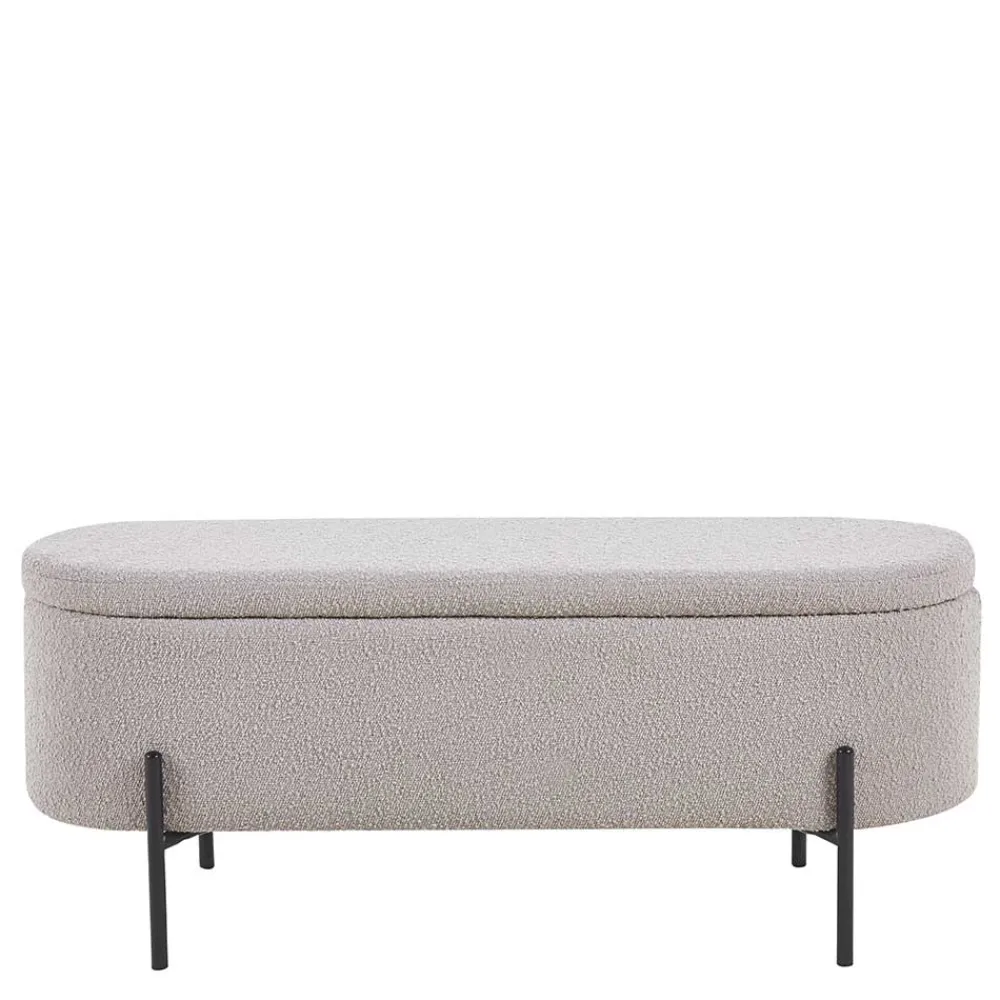 Wohnen Sitzbank<Boucle Polsterbank in Oval mit Stauraum - Buryas