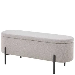 Wohnen Sitzbank<Boucle Polsterbank in Oval mit Stauraum - Buryas