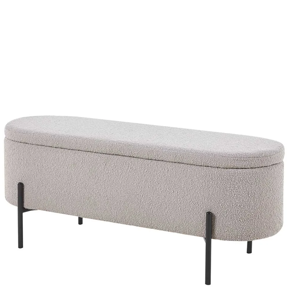 Wohnen Sitzbank<Boucle Polsterbank in Oval mit Stauraum - Buryas
