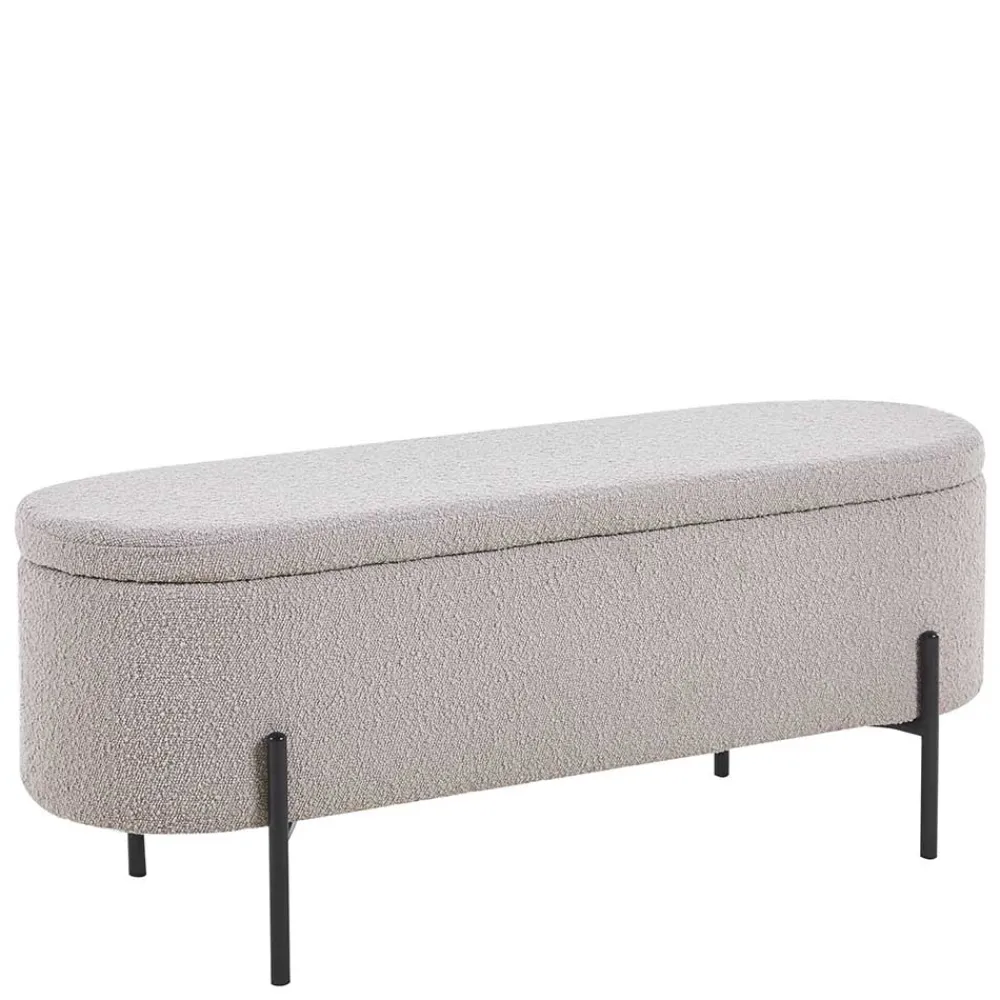 Wohnen Sitzbank<Boucle Polsterbank in Oval mit Stauraum - Buryas