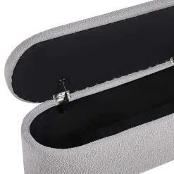 Wohnen Sitzbank<Boucle Polsterbank in Oval mit Stauraum - Buryas