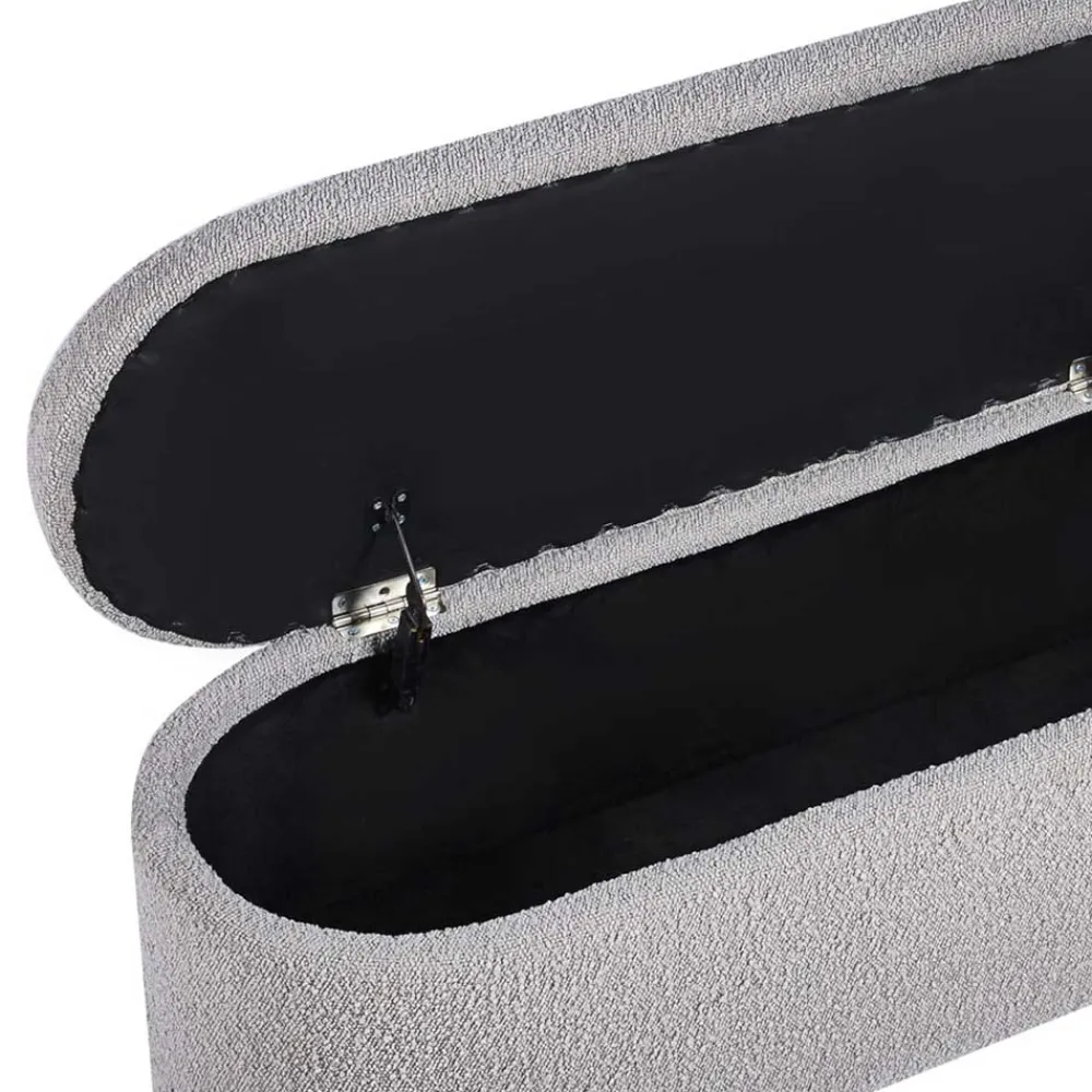 Wohnen Sitzbank<Boucle Polsterbank in Oval mit Stauraum - Buryas