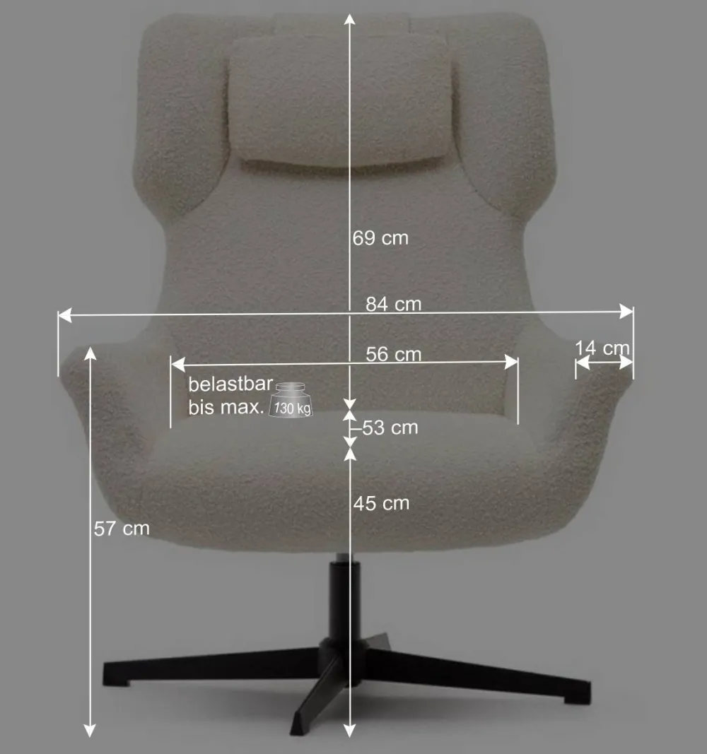 Wohnen Sessel<Boucle Polstersessel mit Drehgestell - Cacillo