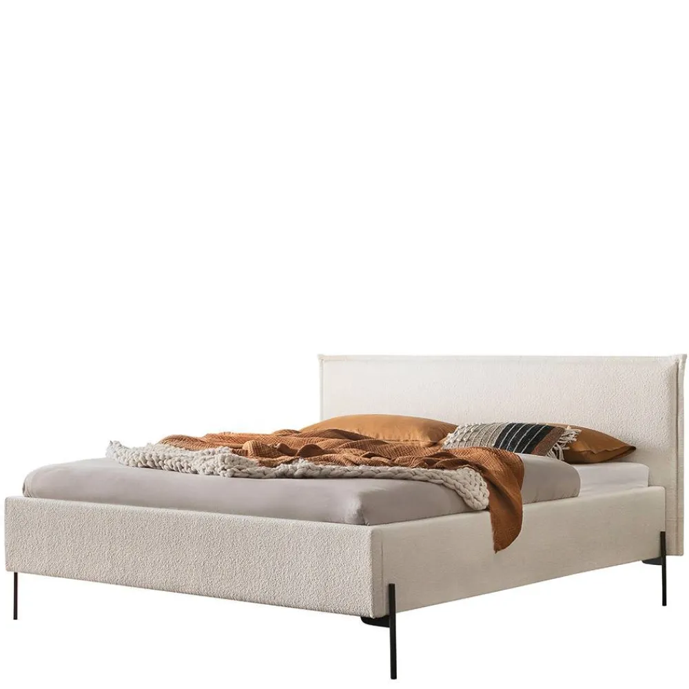 Wohnen Betten<Boucle Stoffbett in Creme Weiß - Fontana
