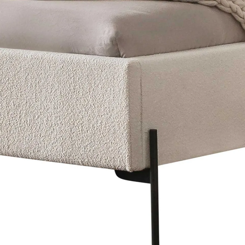 Wohnen Betten<Boucle Stoffbett in Creme Weiß - Fontana