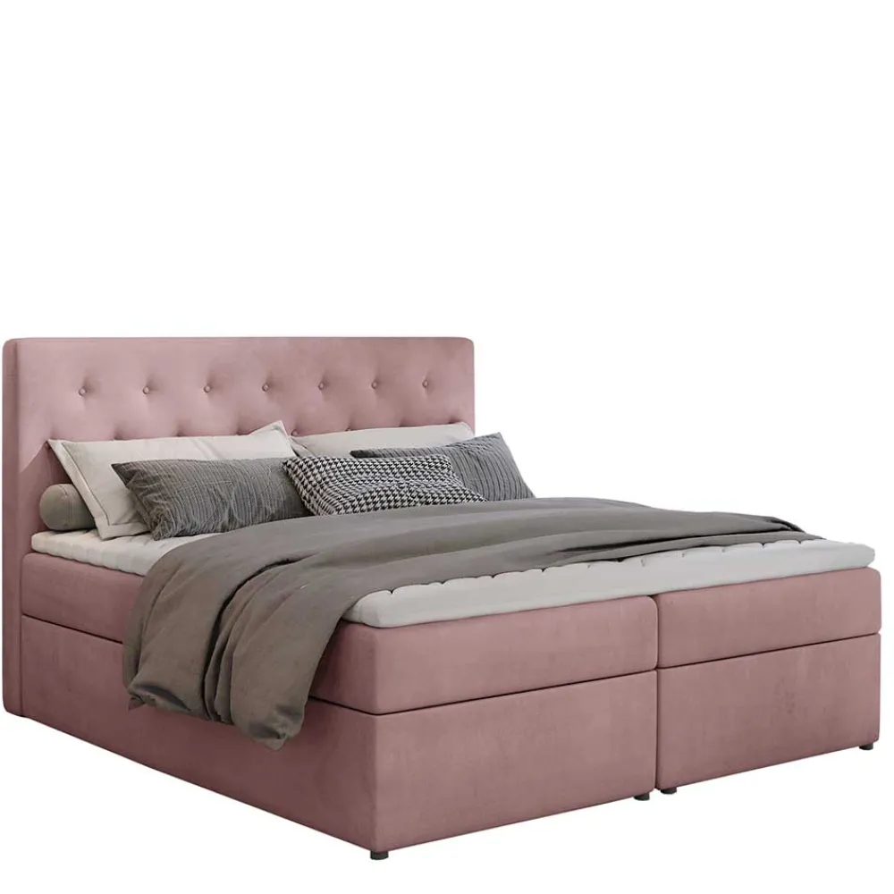 Wohnen Betten<Boxbett in Altrosa - matter Samt - Fernand