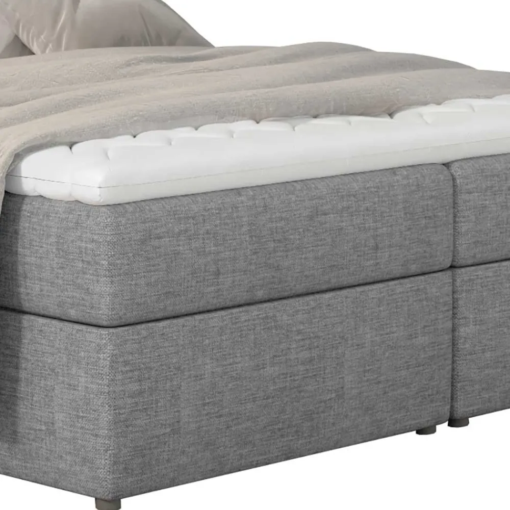 Wohnen Betten<Boxbett mit grauem Webstoffbezug - Loerena