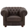 Wohnen Sessel<Brauner Chesterfieldsessel mit Lederbezug - Pluna