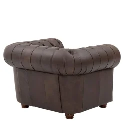 Wohnen Sessel<Brauner Chesterfieldsessel mit Lederbezug - Pluna