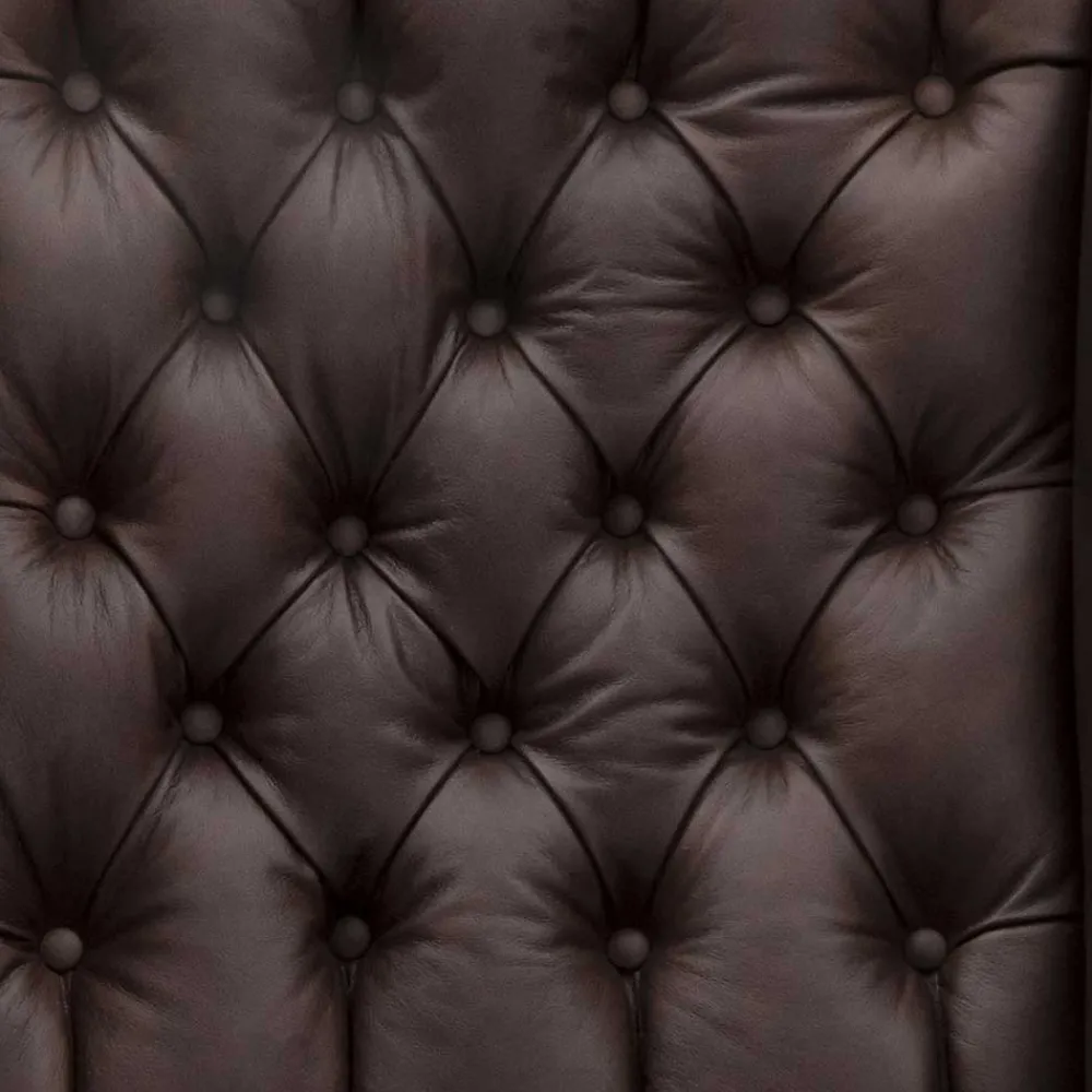 Wohnen Sessel<Brauner Federkernsessel mit Lederbezug - Chesterfield - Esmea