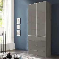Wohnen Kleiderschränke<Brauner Kombi-Kleiderschrank 100 cm breit - Madita