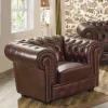 Wohnen Sessel<Brauner Ledersessel im Chesterfield Look - Pluna