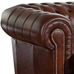 Wohnen Sessel<Brauner Ledersessel im Chesterfield Look - Pluna