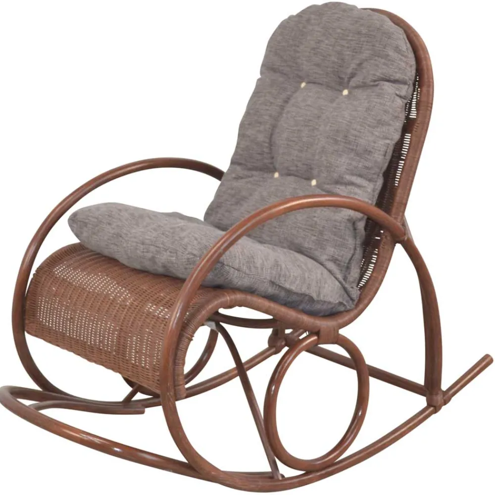Wohnen Sessel<Brauner Schaukelstuhl aus lackiertem Rattan - Asalion