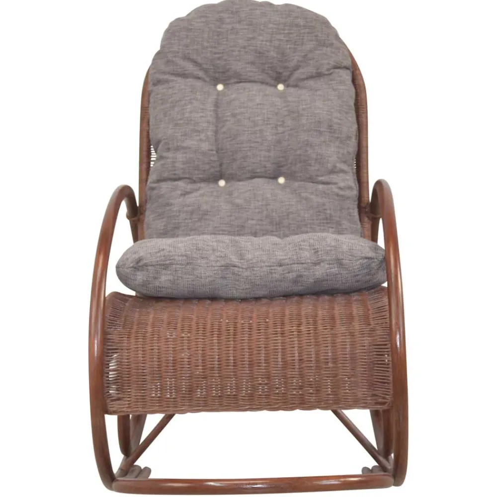 Wohnen Sessel<Brauner Schaukelstuhl aus lackiertem Rattan - Asalion