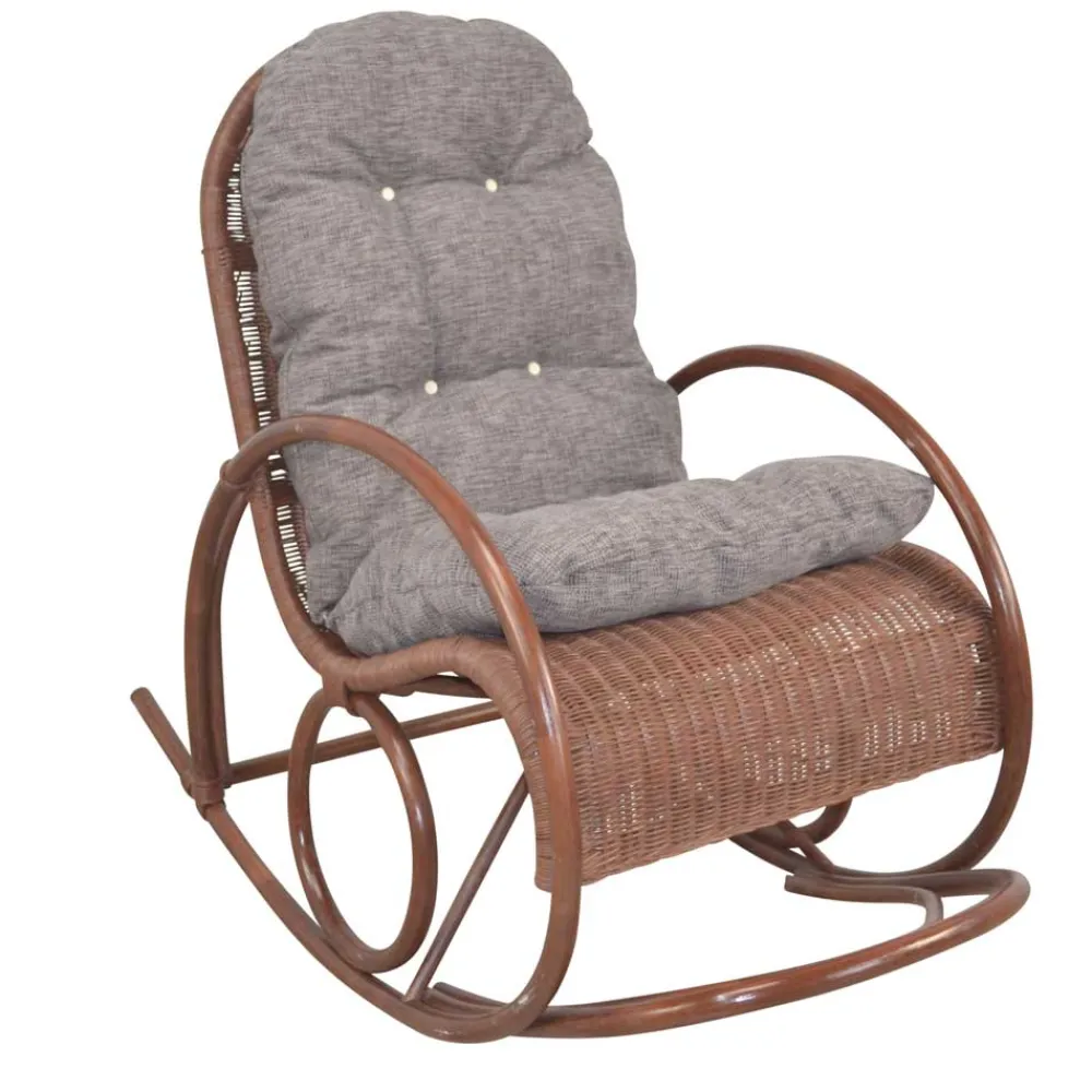 Wohnen Sessel<Brauner Schaukelstuhl aus lackiertem Rattan - Asalion