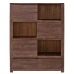 Wohnen Highboards|Kommoden<Braunes Akazie Highboard mit 3 Schiebetüren - Ruffes