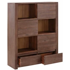 Wohnen Highboards|Kommoden<Braunes Akazie Highboard mit 3 Schiebetüren - Ruffes