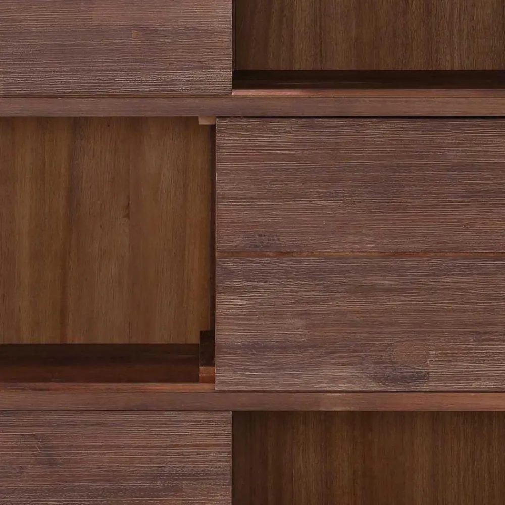 Wohnen Highboards|Kommoden<Braunes Akazie Highboard mit 3 Schiebetüren - Ruffes