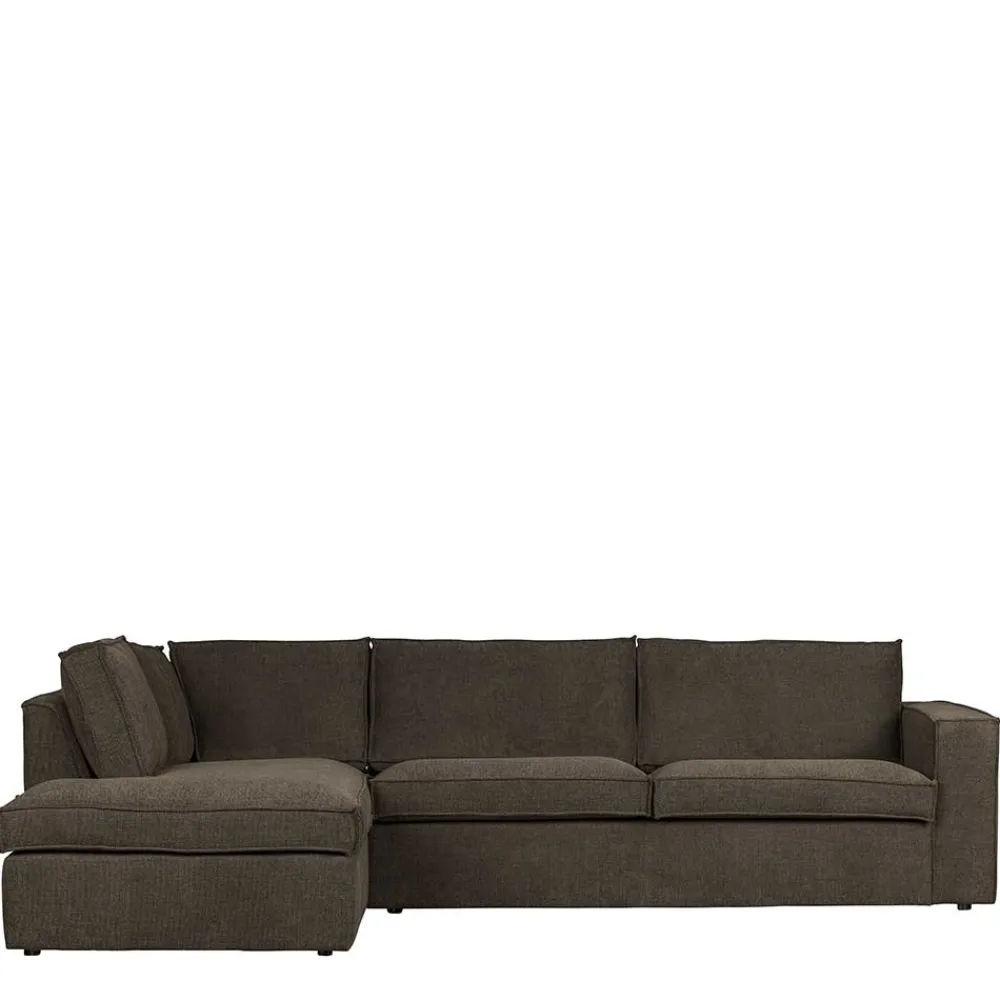 Wohnen Sofas<Braunes Wohnzimmersofa in L-Form aus Webstoff - Bravassa