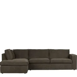 Wohnen Sofas<Braunes Wohnzimmersofa in L-Form aus Webstoff - Bravassa