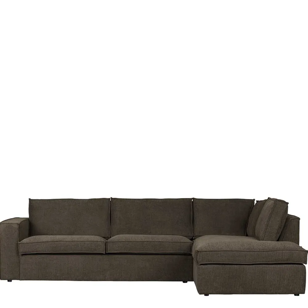 Wohnen Sofas<Braunes Wohnzimmersofa in L-Form aus Webstoff - Bravassa