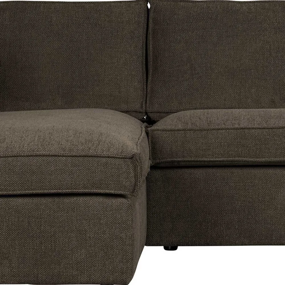 Wohnen Sofas<Braunes Wohnzimmersofa in L-Form aus Webstoff - Bravassa