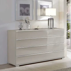 Wohnen Sideboards<Breite Kommode in Hellgrau mit Glasfront - Nucina