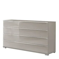 Wohnen Sideboards<Breite Kommode in Hellgrau mit Glasfront - Nucina