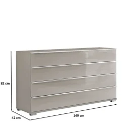 Wohnen Sideboards<Breite Kommode in Hellgrau mit Glasfront - Nucina