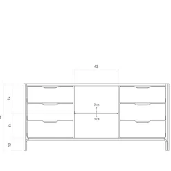 Wohnen Tv & Hifi-Möbel|Lowboards<Breite Kommode mit sechs Schubladen und Tür - Laida