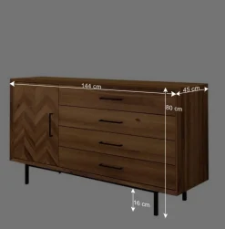 Wohnen Sideboards<Breite Kommode mit vier Schubladen & Tür - Kerfa