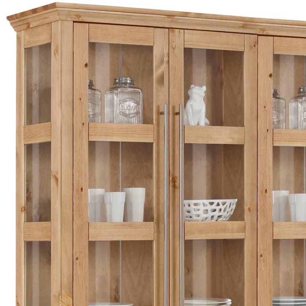 Wohnen Vitrinen<Breite Vitrine aus Kiefer Massivholz - Noellisa