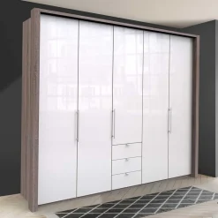 Wohnen Kleiderschränke<Breiter Kleiderschrank in Weiß Glas - Empresian