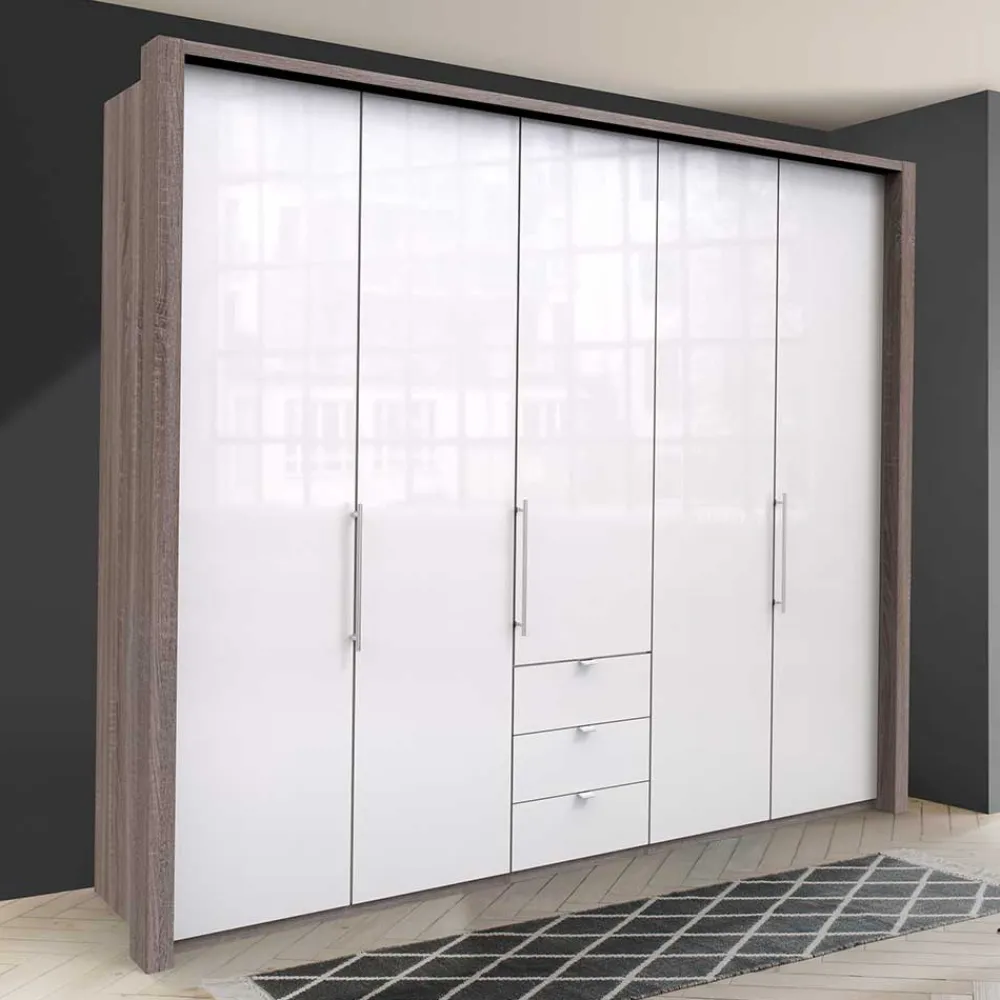 Wohnen Kleiderschränke<Breiter Kleiderschrank in Weiß Glas - Empresian